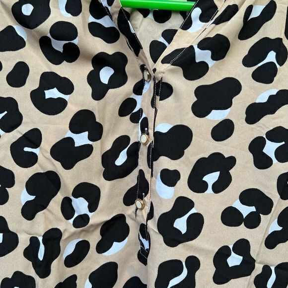NWT Simply Southern Women's Peasant Blouse‎ Leopard Print Tan/Black Size Large - Picture 3 of 5
